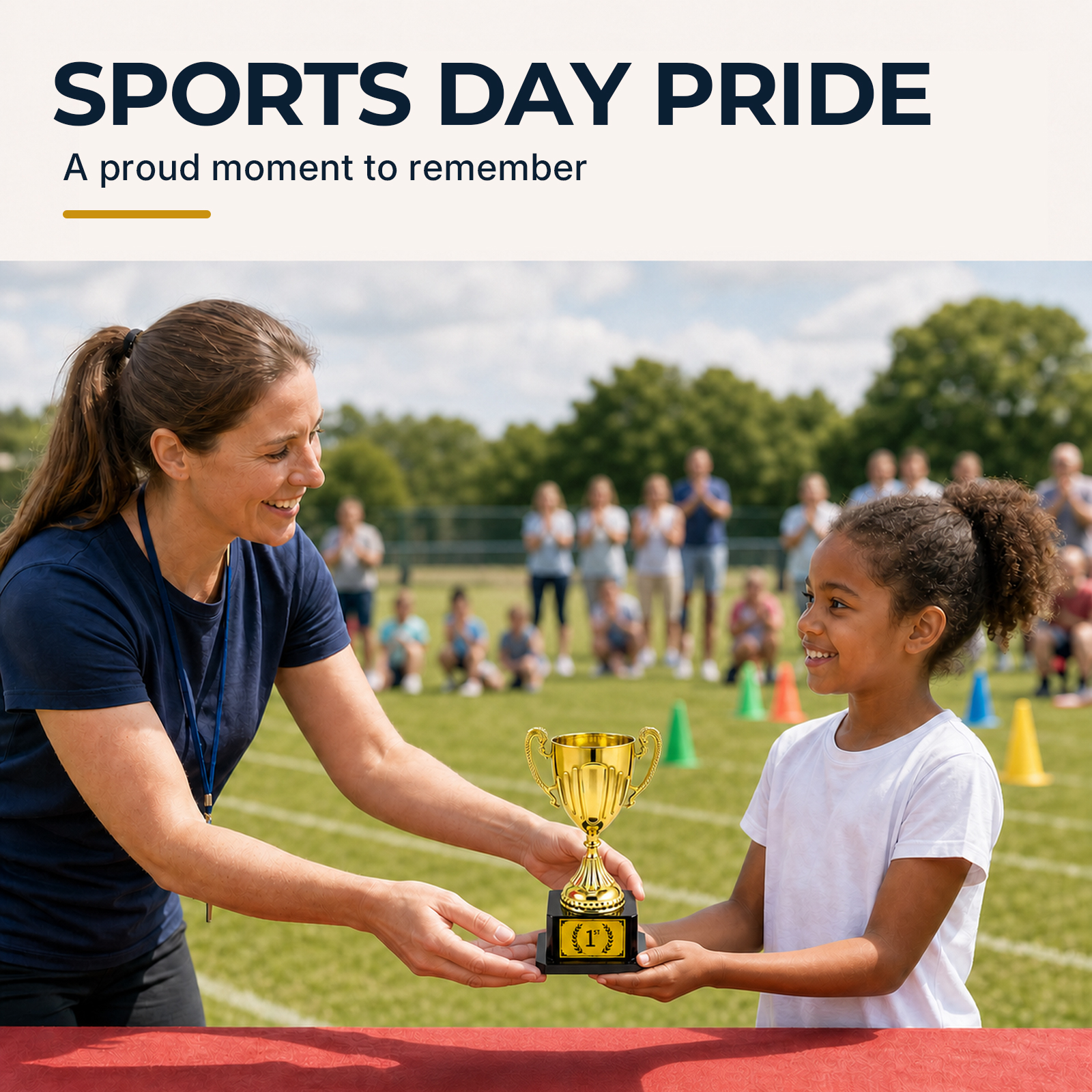Illustrative sports day trophy presentation